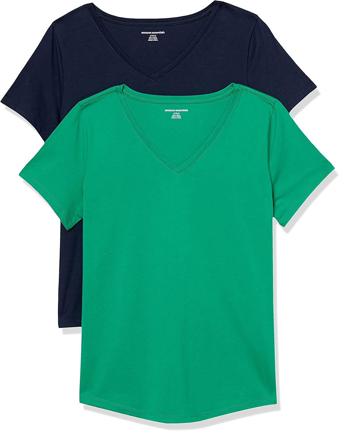 Essentials Women's Classic-Fit 100% Cotton Short-Sleeve V-Neck T-Shirt (Available in Plus Size), Pack of 2 - Image 9